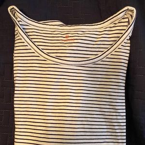 Talbots Navy and White Striped Long Sleeve Shirt
